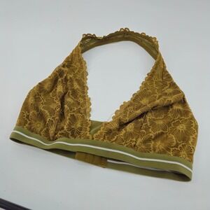 Colsie Womens XL Green Floral Lace Halter Bralette Boho Festival